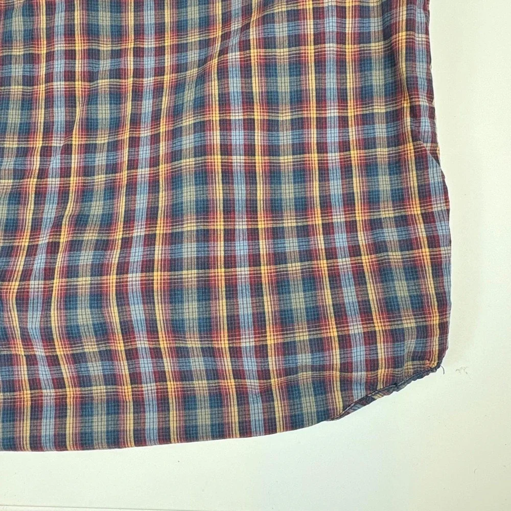 Levis Red Tab Plaid Button Down‎ Shirt Mens Large Blue Brown Cotton